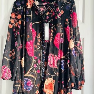 Kobi Halperin Black and Pink Floral Blouse